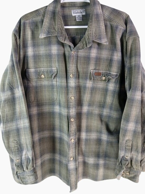 Carhartt Other - Carhartt Mens Plaid Button Up Flannel Shirt 4XL Long Sleeve 100% Cotton Green